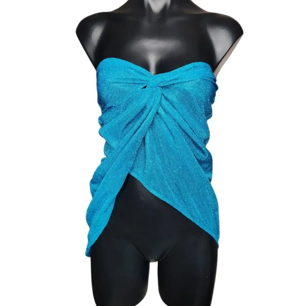 Prettylittlething 2 Way Beach Skirt Top Cover Up Size XS Glitter Knot Front